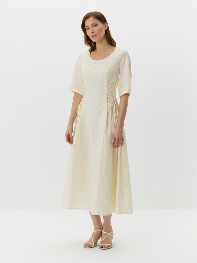 Платье миди с корсетным декором