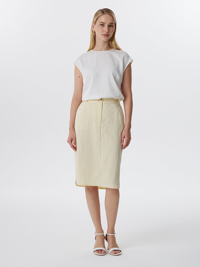 Юбка миди из вискозы с фигурным низом