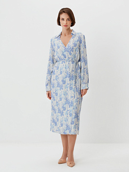 Платье на запах из вискозы с авторским принтом