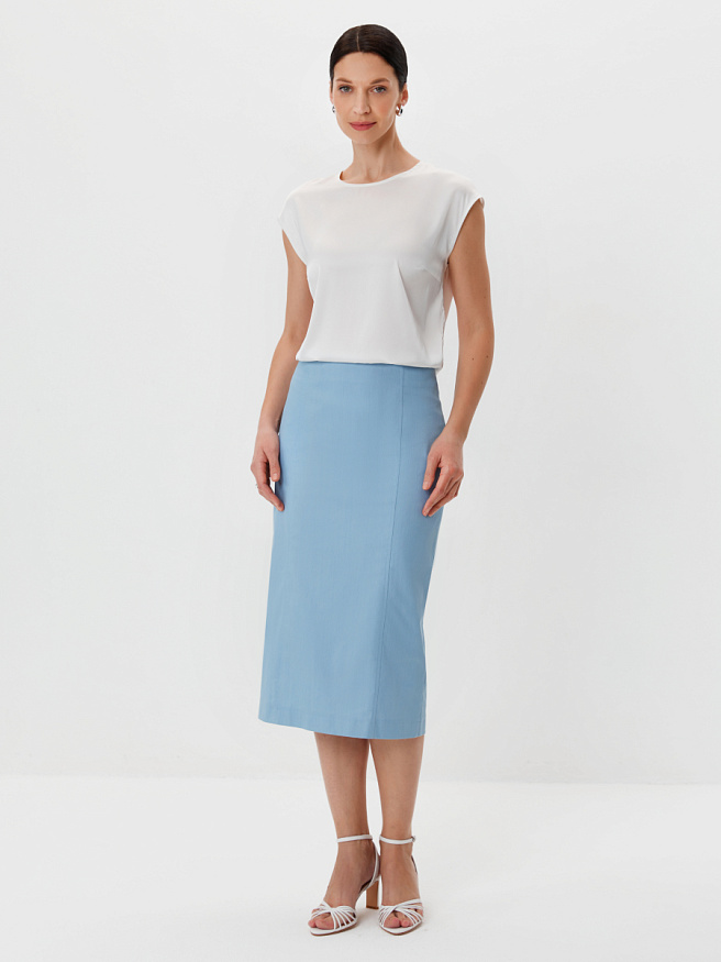 Юбка-миди прямого силуэта из денима