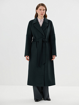 Пальто демисезонное из шерсти в изумрудном цвете
