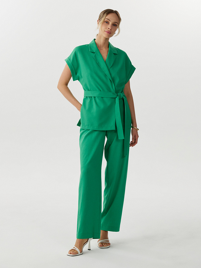 Брюки на резинке со льном