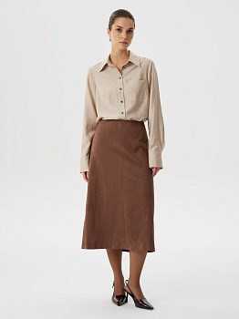 Юбка из замши трапецевидного силуэта