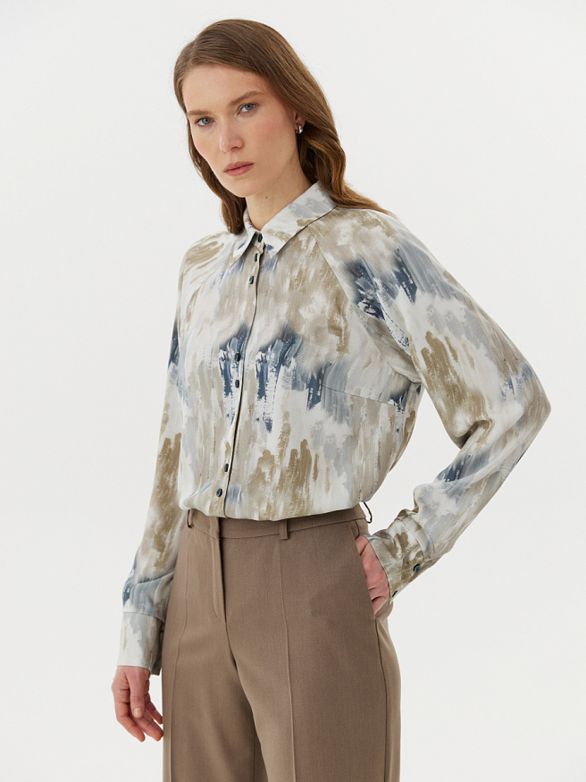 Рубашка из вискозы с рукавом реглан