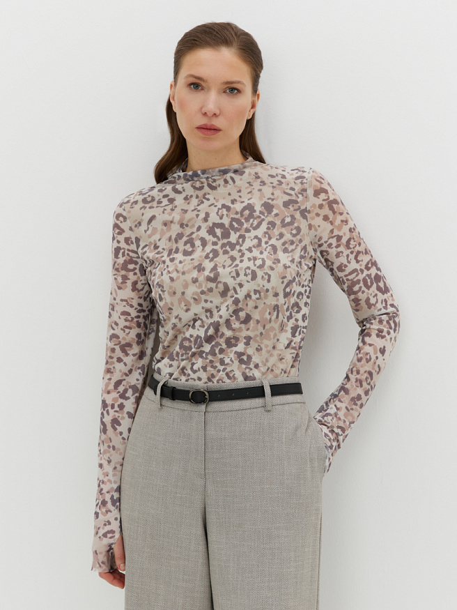 Джемпер из сетки с имитацией миттенок