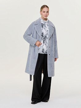 Шуба из эко-меха с шерстью средней длины