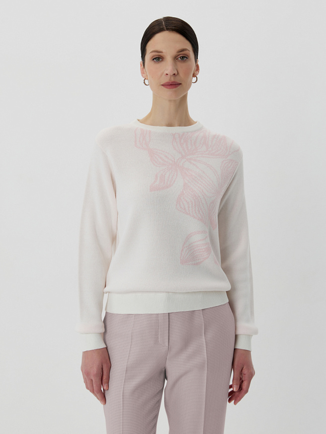 Джемпер из трикотажа с асимметричным принтом