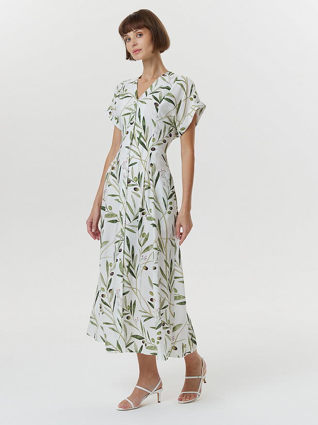 Платье из крэш-вискозы с V-горловиной