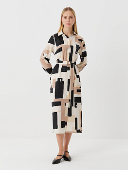 Платье-рубашка с рукавом кейп