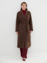 Демисезонное пальто из шерсти с вставками из эко-кожи в коричневом цвете 1.10.3-1-5 (Коричневый) 