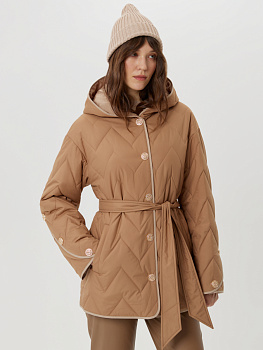 Куртка с капюшоном и декором на рукавах