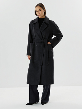 Пальто демисезонное из шерсти в цвете графит