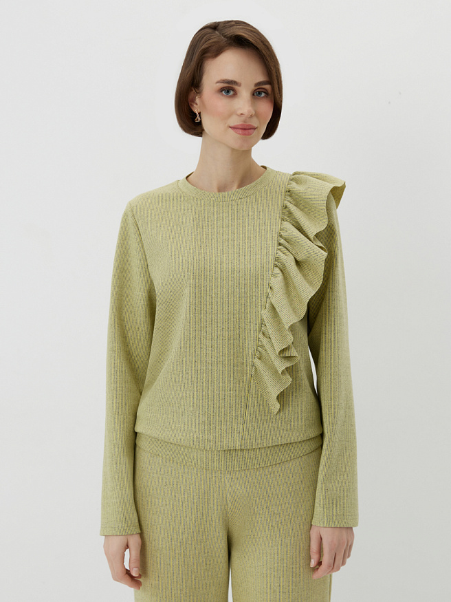 Свитшот с асимметричным воланом