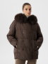 Пуховик из био-пуха с капюшоном и натуральным мехом в шоколадном цвете 1.13.2-31-5 (Шоколадный)