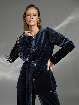 Однобортный жакет  из фактурного бархата