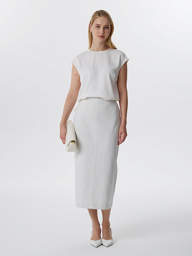 Юбка прямого силуэта из денима  с эффектом меланж