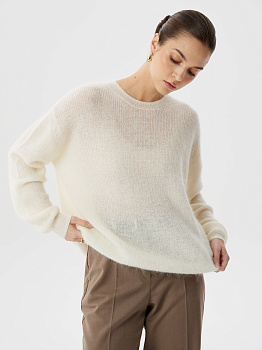 Джемпер базового кроя из шерсти и мохера
