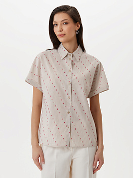 Хлопковая рубашка с коротким рукавом