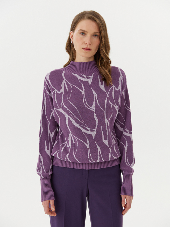 Джемпер из вязаного трикотажа с жаккардовым принтом