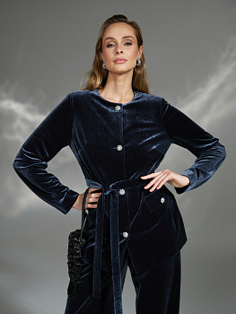 Однобортный жакет  из фактурного бархата