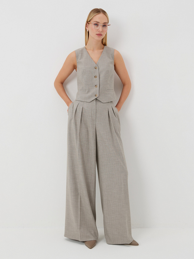 Брюки со складками из твида