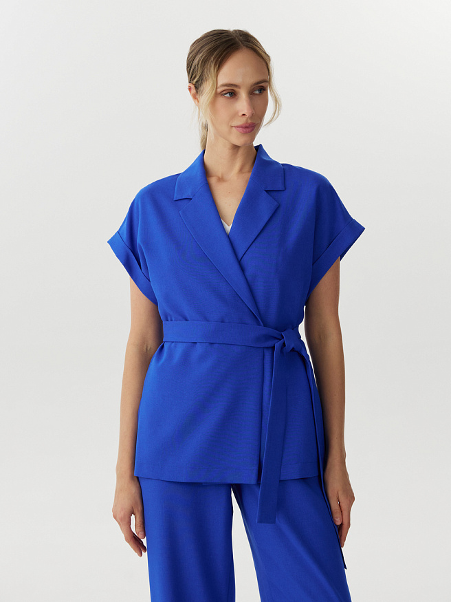 Двубортный жакет со льном