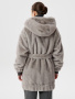 Серая шуба из эко-меха с капюшоном и отстегивающимися рукавами 1.13.2-34-5 (Серый)
