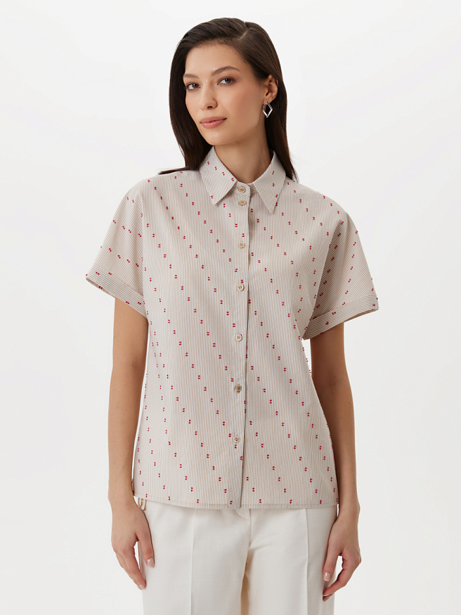 Хлопковая рубашка с коротким рукавом