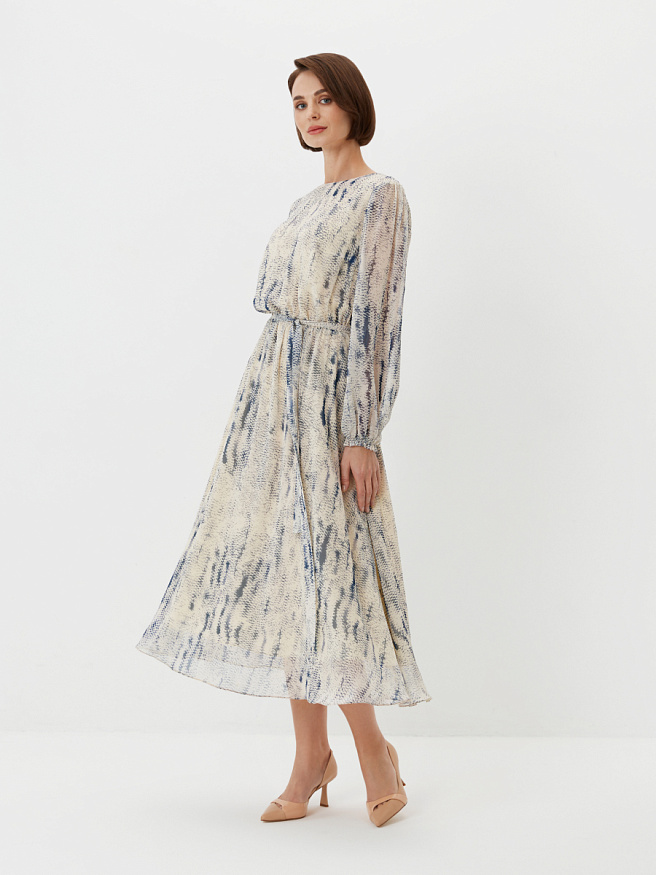 Платье-миди из шифона с принтом