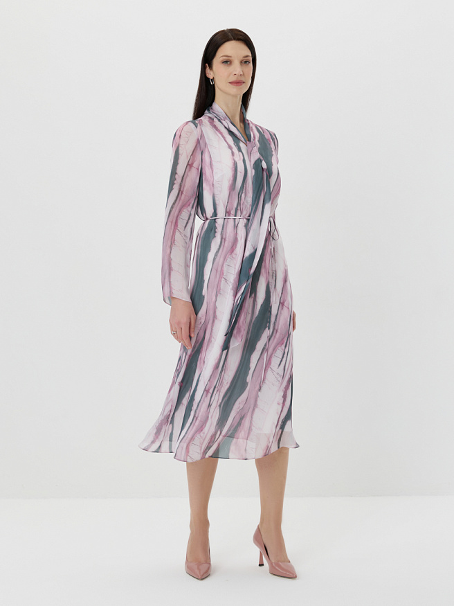 Платье из шифона с принтом