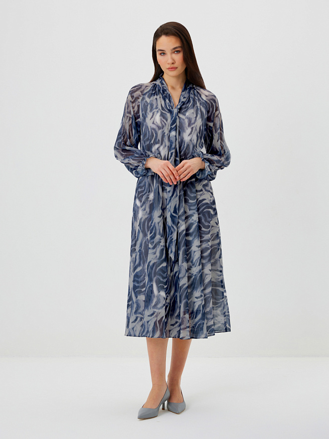 Платье из шифона с принтом