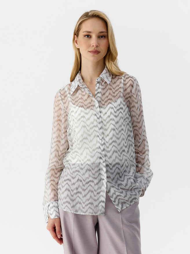 Рубашка с принтом из вуали