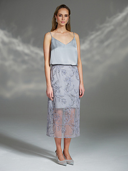 Юбка из сетки с фактурной вышивкой